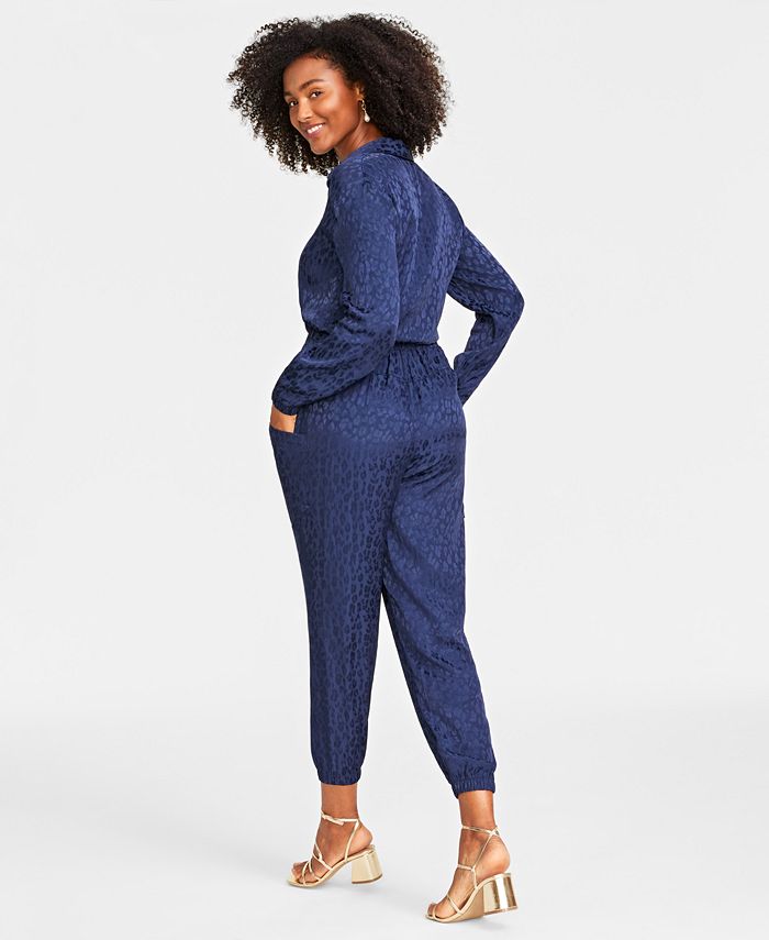 On 34th Women's Animal-Print Jacquard Jumpsuit, Created for Macy's - Macy's
