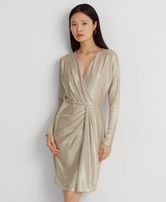 Lauren Ralph Lauren Women's Metallic Stretch Knit Cocktail Dress - Macy's