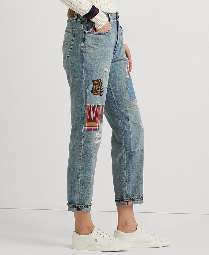 Ralph Lauren Women's Patchwork Relaxed Tapered Jeans Blue Size 14W main image 1