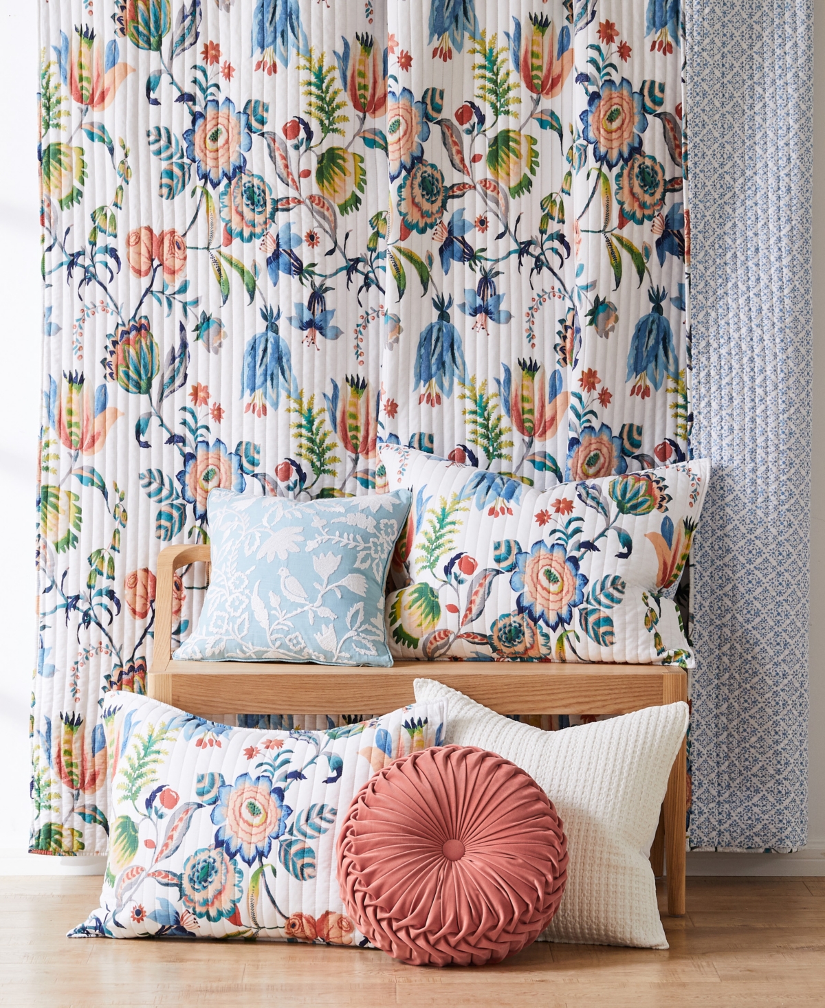 Levtex Eleni Vine Floral Reversible 3-pc. Quilt Set, King/california King In Blue