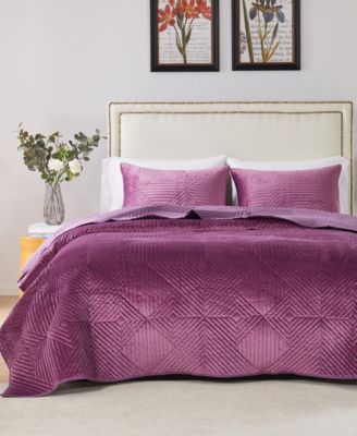 Greenland Home Fashions Riviera Velvet Finely Stitched 3 Piece Quilt Set, Full/Queen