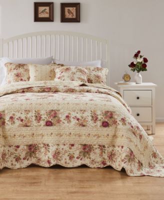 Antique-Like Rose 100% Cotton Traditional 3 Piece Bedspread Set, King/California King