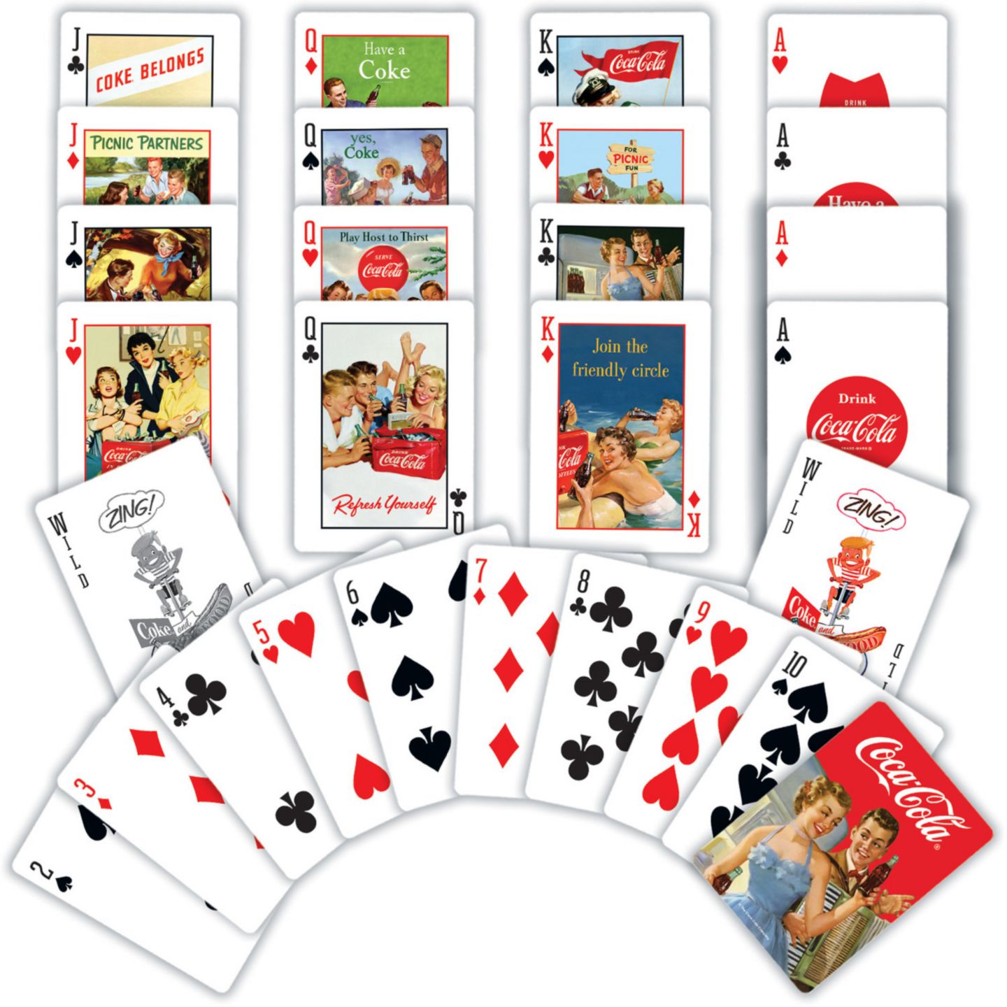 Детские игрушки MasterPieces Puzzles Coca-Cola Vintage 54-Piece Playing Cards, Ages 4+, цвет: Разноцветный — фото 3