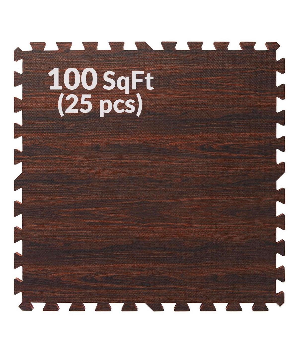 Home Aesthetics 100 SqFt 3/8 Eva Dark Wood Grain Foam Floor Mat