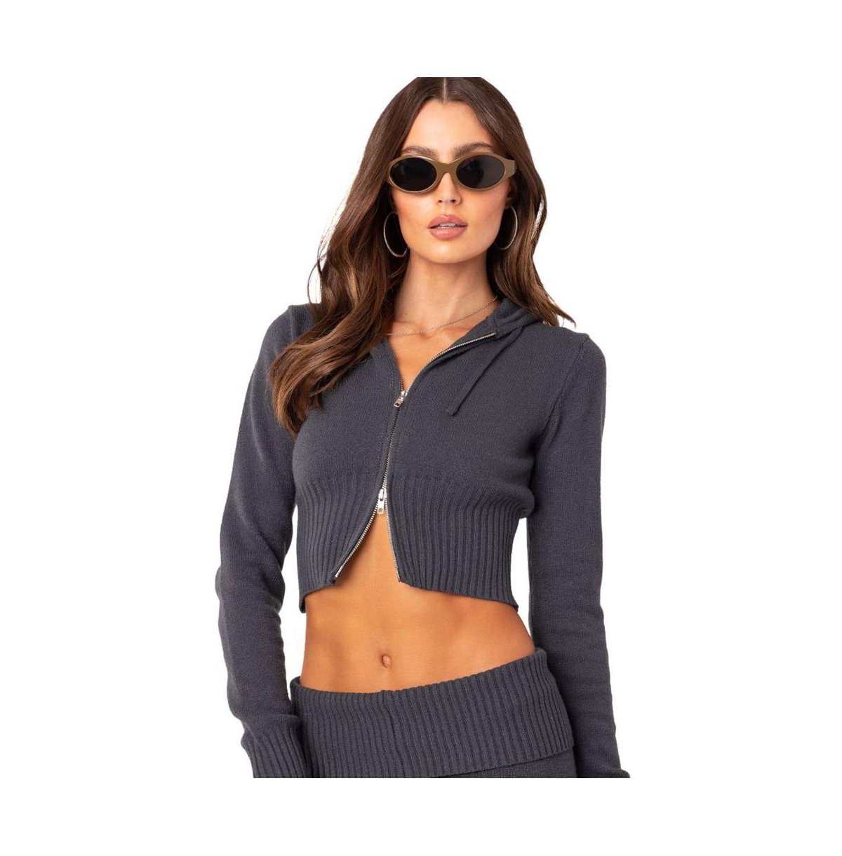 Cropped hooded cardigan deals