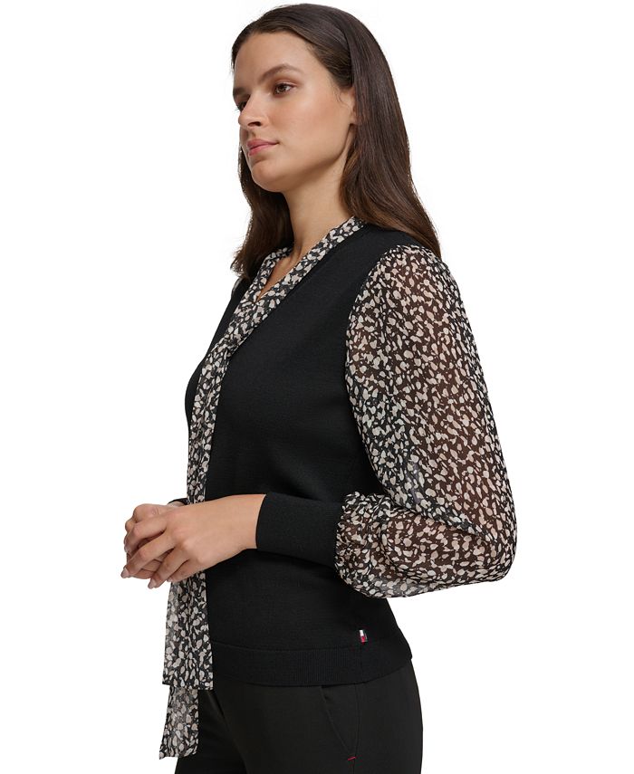 tommy hilfiger women's neck tie a line dress