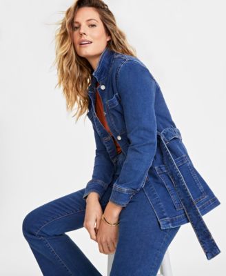 Herlipto Belted Denim Long Jacket Sサイズ On 34th Women's Belted Denim Wrap Jacket, Created for Macy's