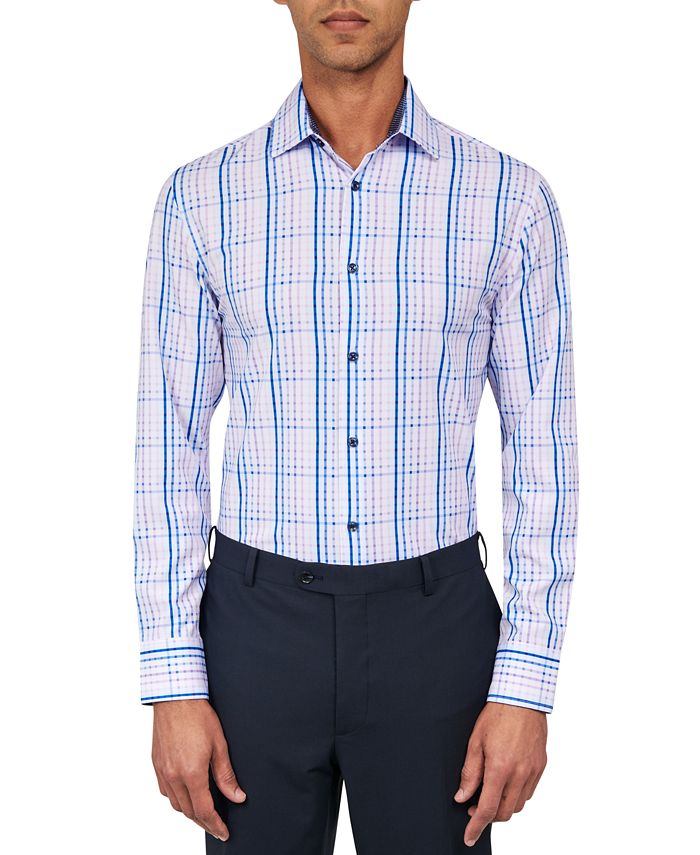 ConStruct Men's Slim Fit Check Performance Stretch Cooling Comfort Dress Shirt Macy's