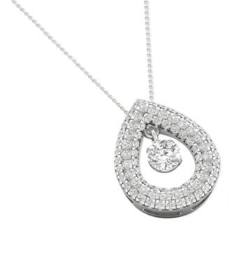 Diamond Orbital Multi Halo Teardrop Pendant Necklace (1/2 ct. t.w.) in 10k White Gold, 16" + 2" extender