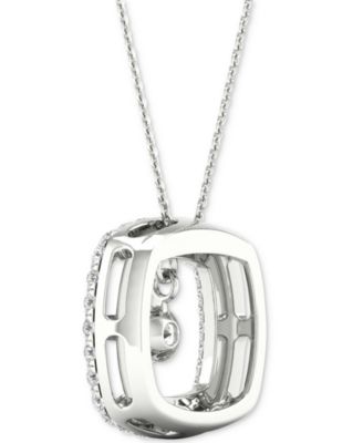 Diamond Orbital Square Halo Pendant Necklace (5/8 ct. t.w.) in 10k White Gold, 16" + 2" extender
