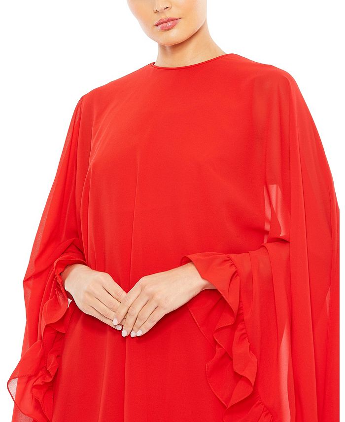 Mac Duggal Women's Ieena High Neck Ruffle Hem Cape Mini Dress - Macy's
