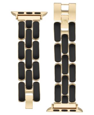 Women's Black Enamel and Gold-Tone Alloy Metal Bracelet designed for Apple Watch&reg; 42mm (Series 10) & 38/40/41mm