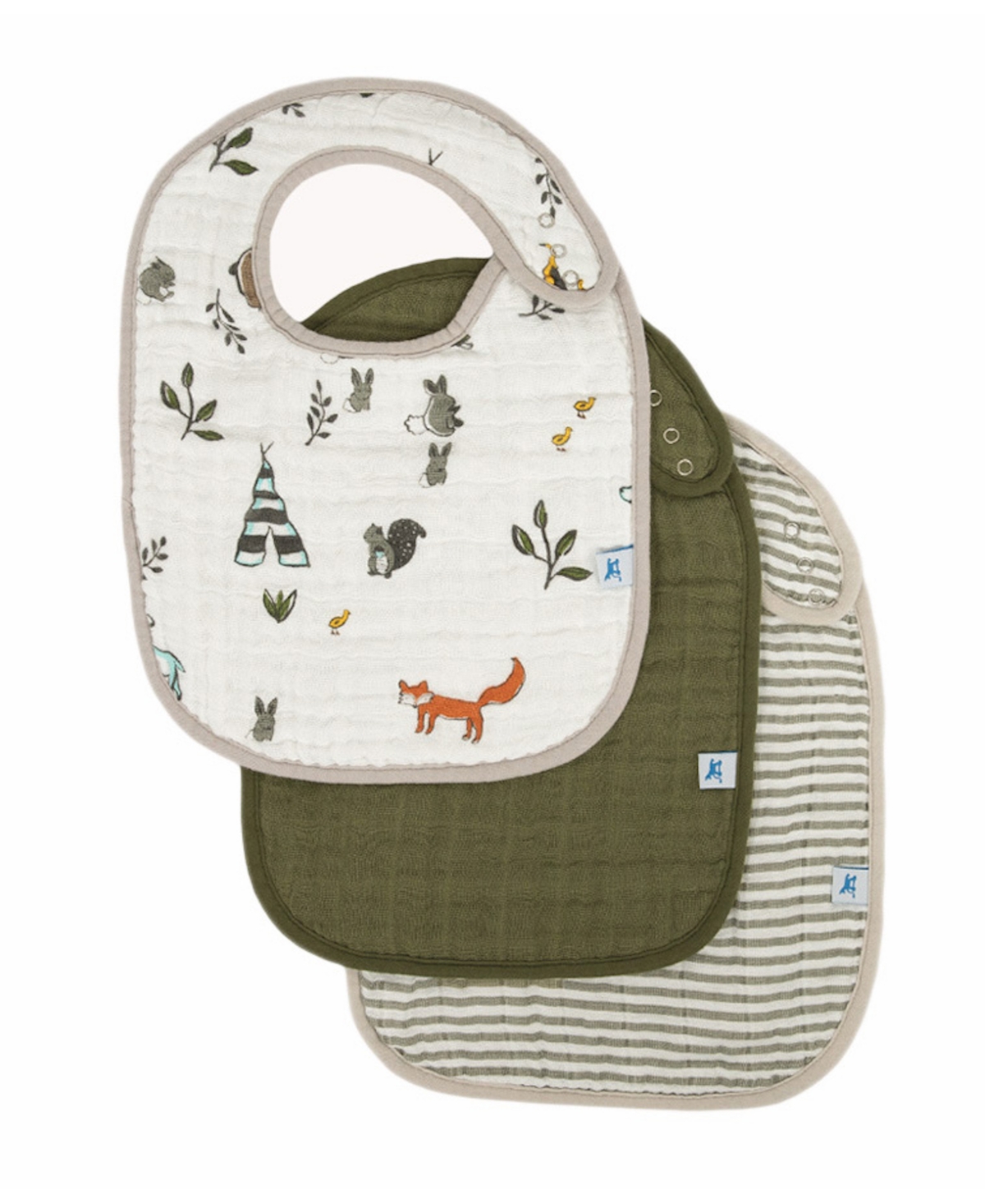 Little Unicorn Baby Printed Muslin Classic Bib, Pack of 3 - Forest Friends