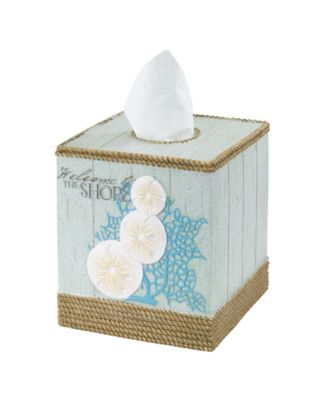 Beachcomber Seashells Resin Tissue Box Cover
