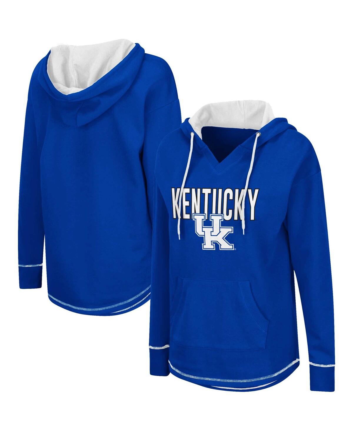 Women's Colosseum Royal Kentucky Wildcats Tunic Pullover V-Neck Hoodie - Royal
