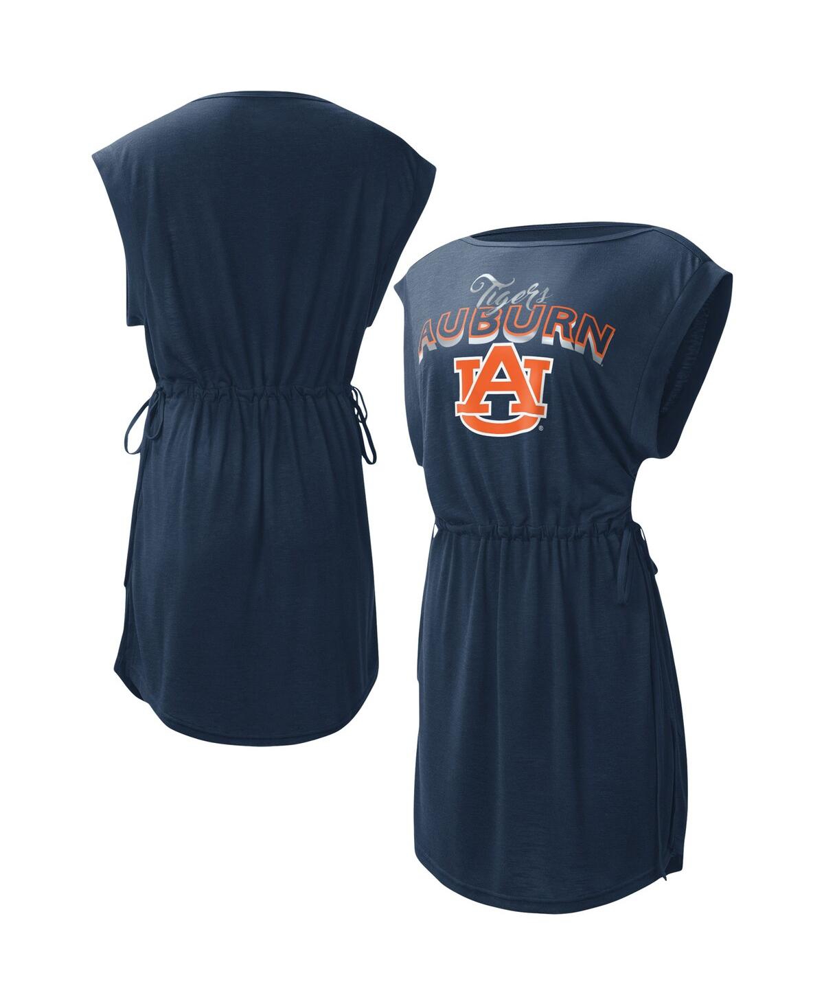 Shop G-iii 4her By Carl Banks Women's  Navy Auburn Tigers Goat Swimsuit Cover-up Dress