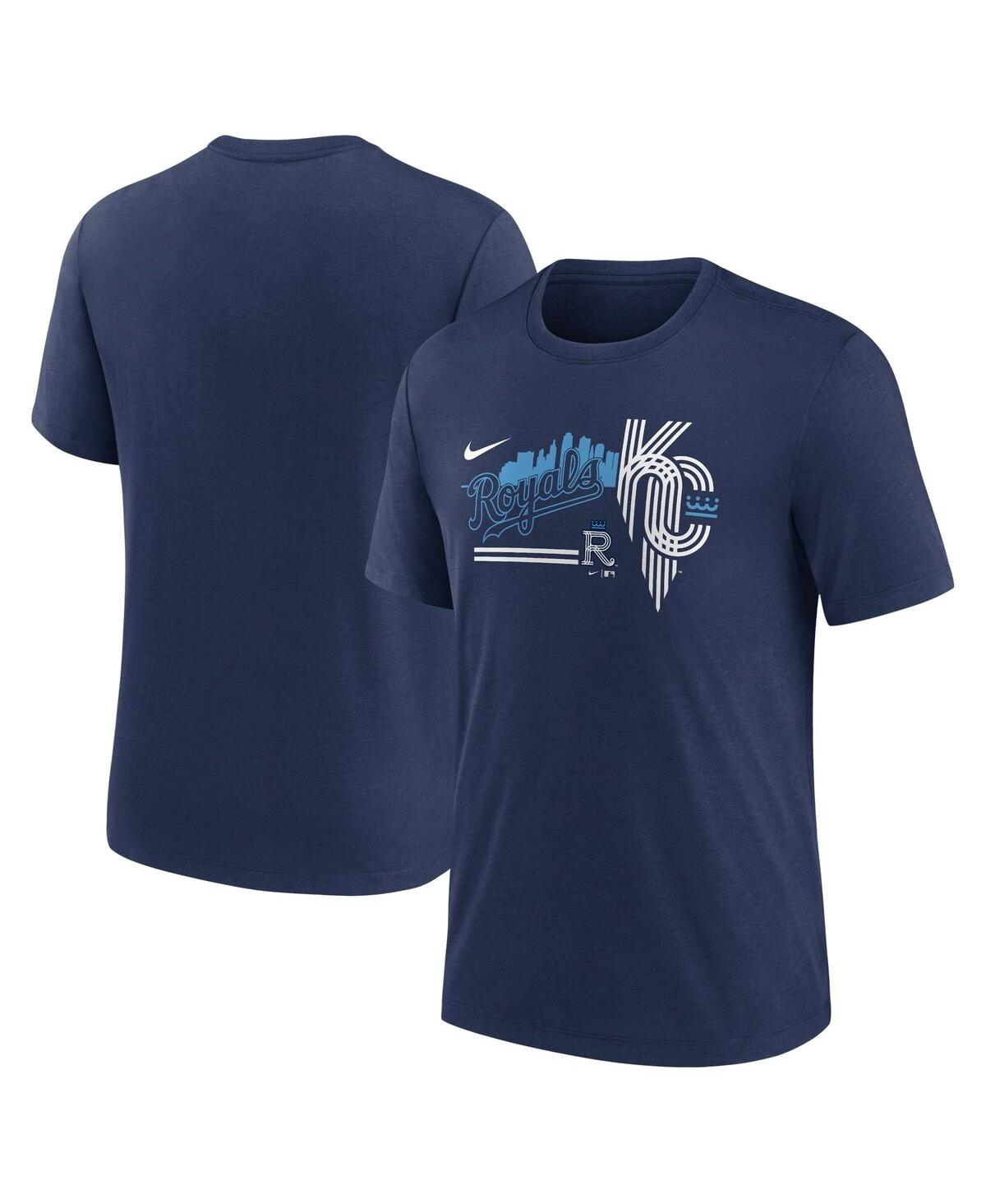 Nike Men's  Kansas City Royals City Connect Tri-blend T-shirt In Midnight Navy