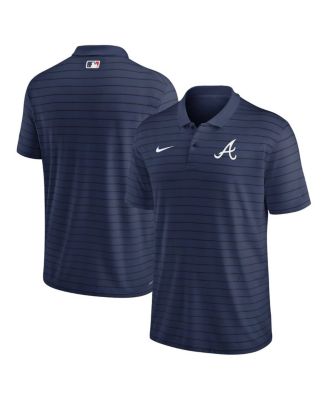 Men's Navy Atlanta Braves Authentic Collection Victory Striped Performance Polo Shirt