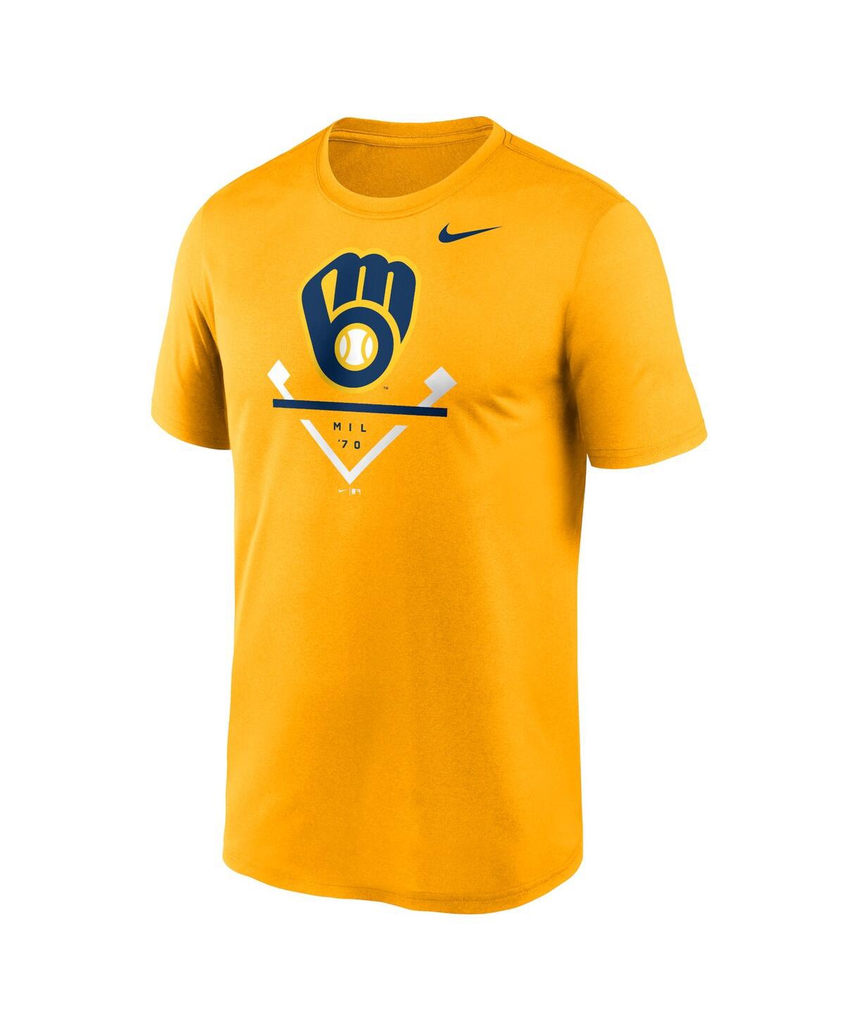 Shop Nike Men's  Gold Milwaukee Brewers Icon Legend T-shirt