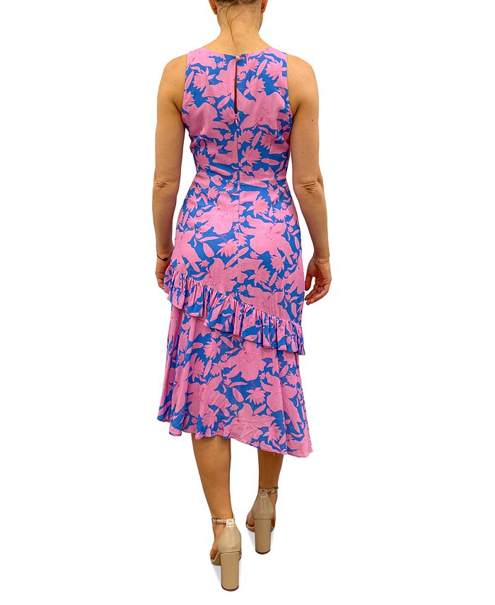 Sam Edelman Women's Floral-Print Ruffled Keyhole-Back Asymmetrical-Hem ...