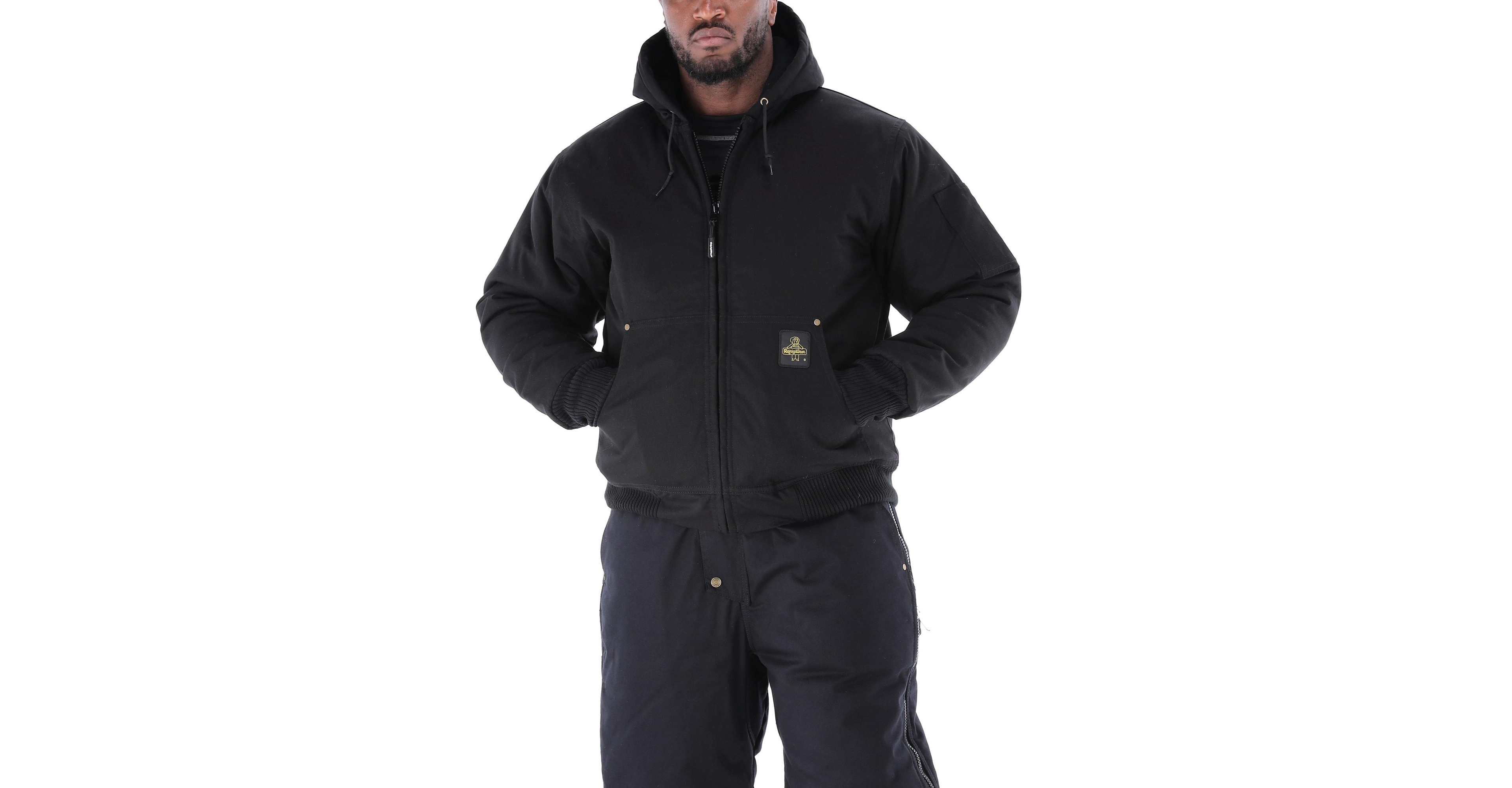 RefrigiWear Men's ComfortGuard Service Jacket - Insulated Denim Hooded Work for Cold Weather