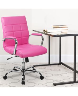 Mid-Back Vinyl Executive Swivel Office Chair With Chrome Base And Arms