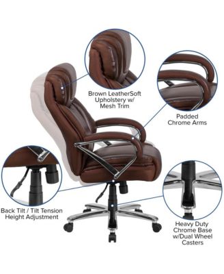 500 Lb. Big & Tall Leathersoft Executive Ergonomic Office Chair With Wide Seat
