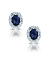 Genevive C.z. Sterling Silver Cubic Zirconia Celebrity-inspired Stud Earrings - Blue