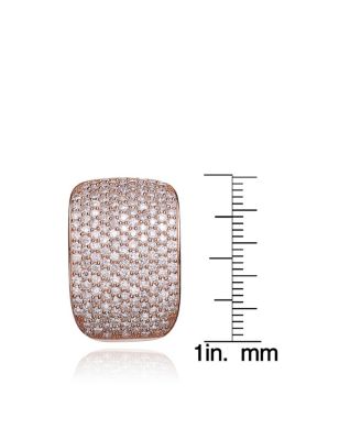 Cubic Zirconia Sterling Silver White Gold Plated Square Earrings