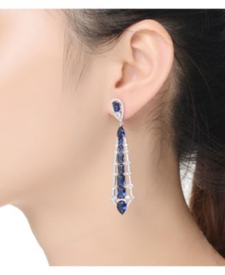 Sterling Silver and Cubic Zirconia Ladder Style Dangle Earrings