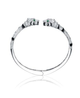 White Gold Plated Bendable Panther Bangle Bracelet