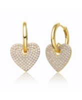 Rachel Glauber 14k Yellow Gold Plated with Cubic Zirconia Heart Dangle Infinity Hoop Drop Earrings - Gold