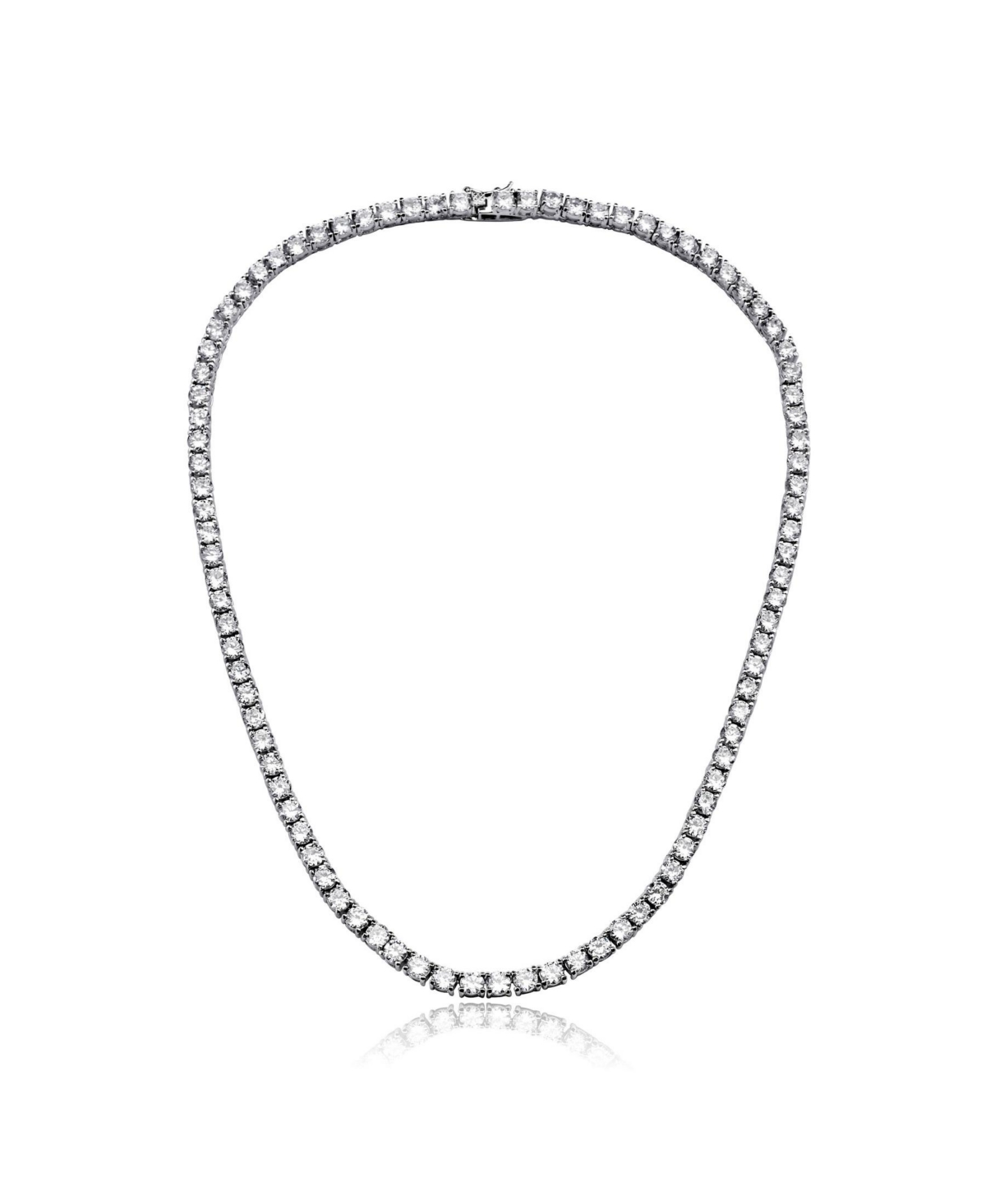 White Gold Plated And 14k Gold Plated Cubic Zirconia 3MM Tennis Necklace  White