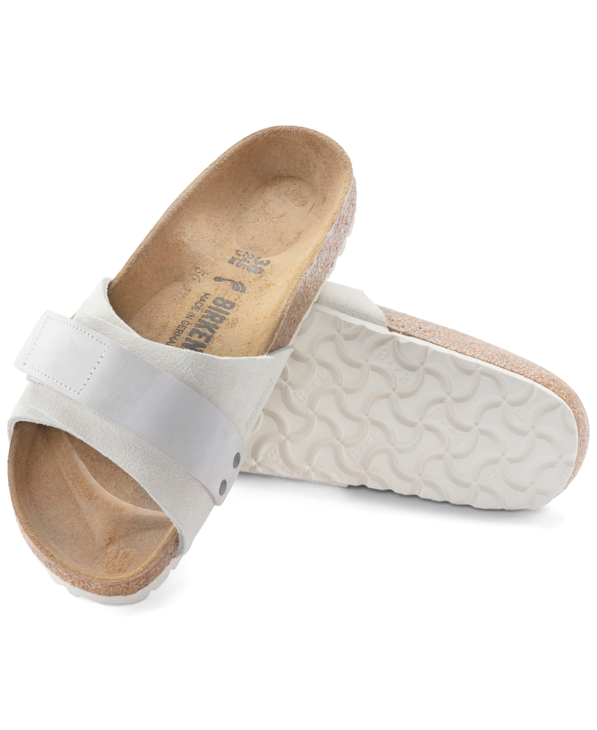 Shop Birkenstock Women's Oita Suede Leather Slide Sandals From Finish Line In Antique-like White