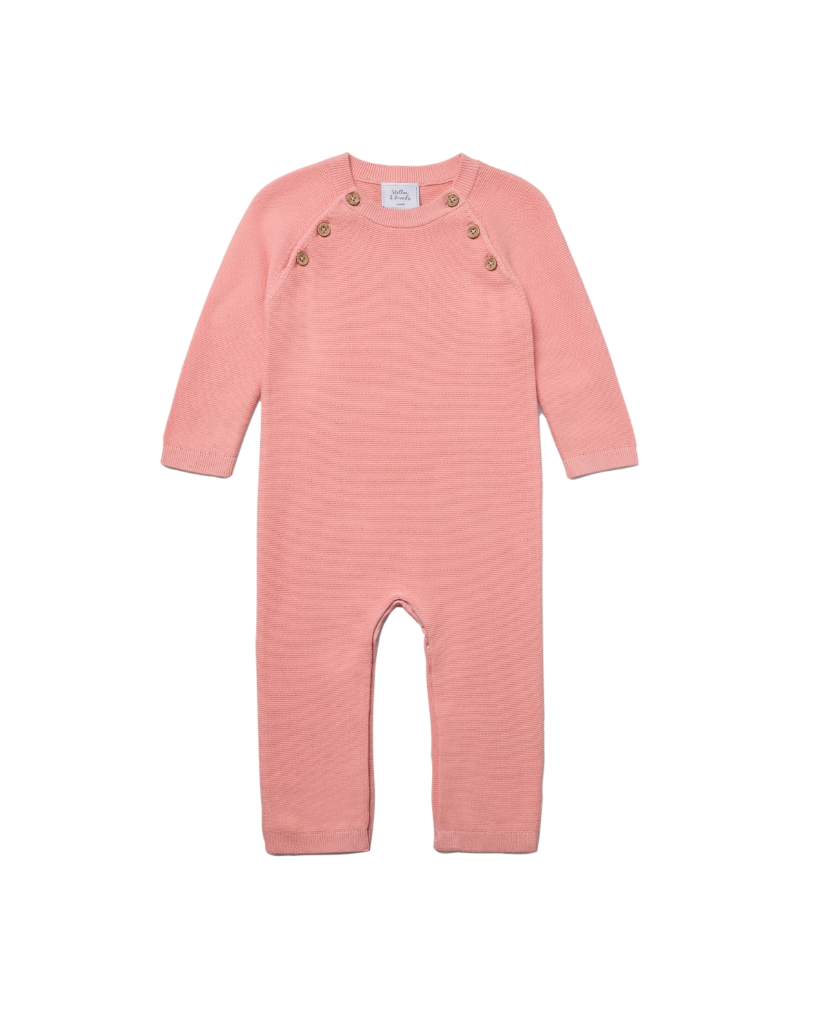 Stellou & Friends Baby Girls 100% Cotton Long Sleeve Sweater Knit One-Piece Romper