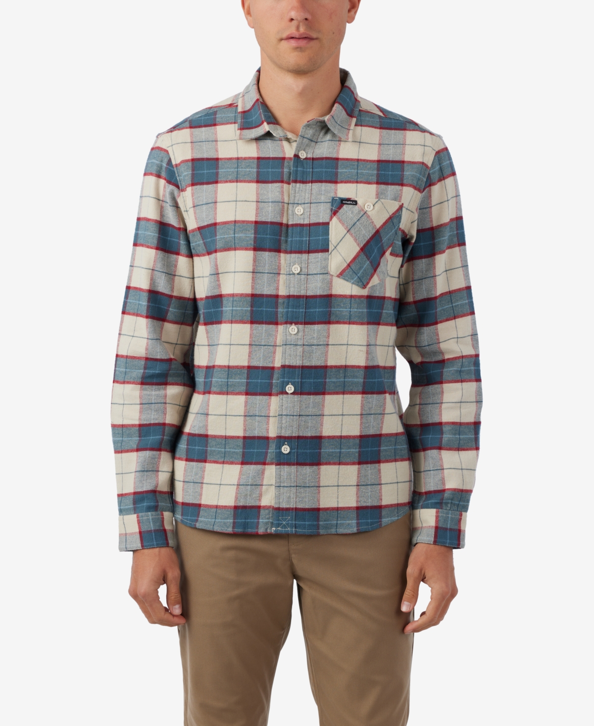 Shop O'neill Men's Redmond Plaid Stretch Flannel Shirt In Light Khaki