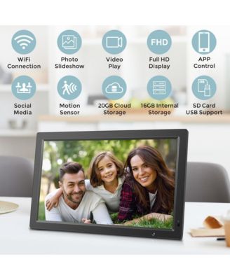 19 in Cloud Photo Frame, Black, 20GB Cloud Storage, Motion/App Support