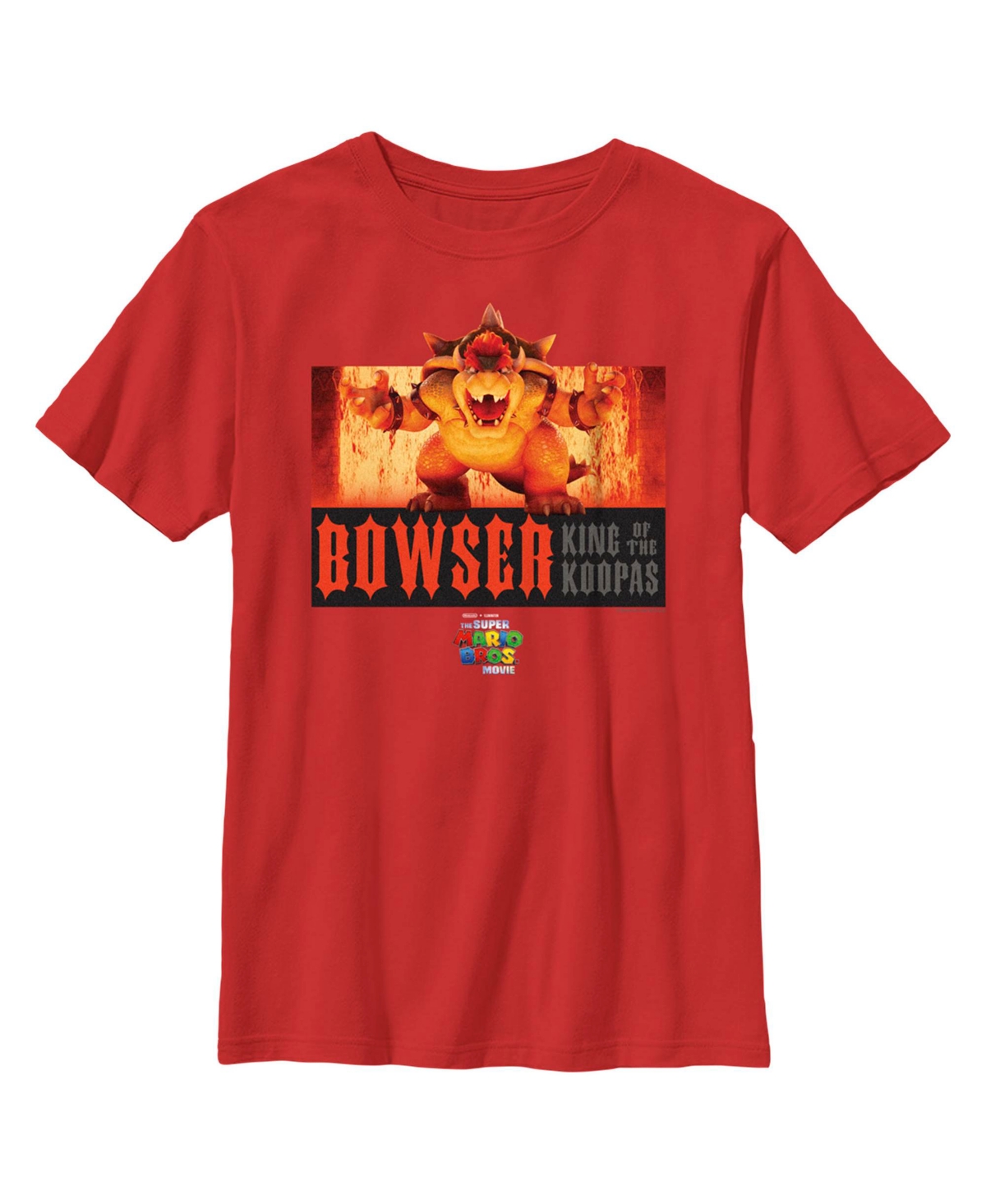 Nintendo Boy's The Super Mario Bros. Movie Bowser King Of The Koopas Fire Scene Child T-shirt In Red