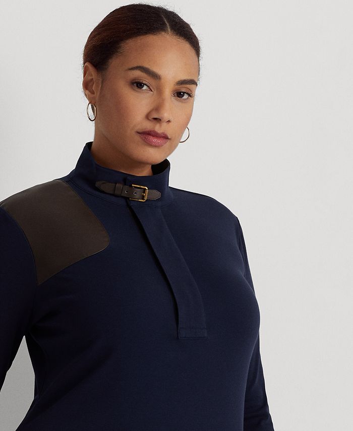 Lauren Ralph Lauren Plus Size Mock Neck Elbow Patch Dress Macy's