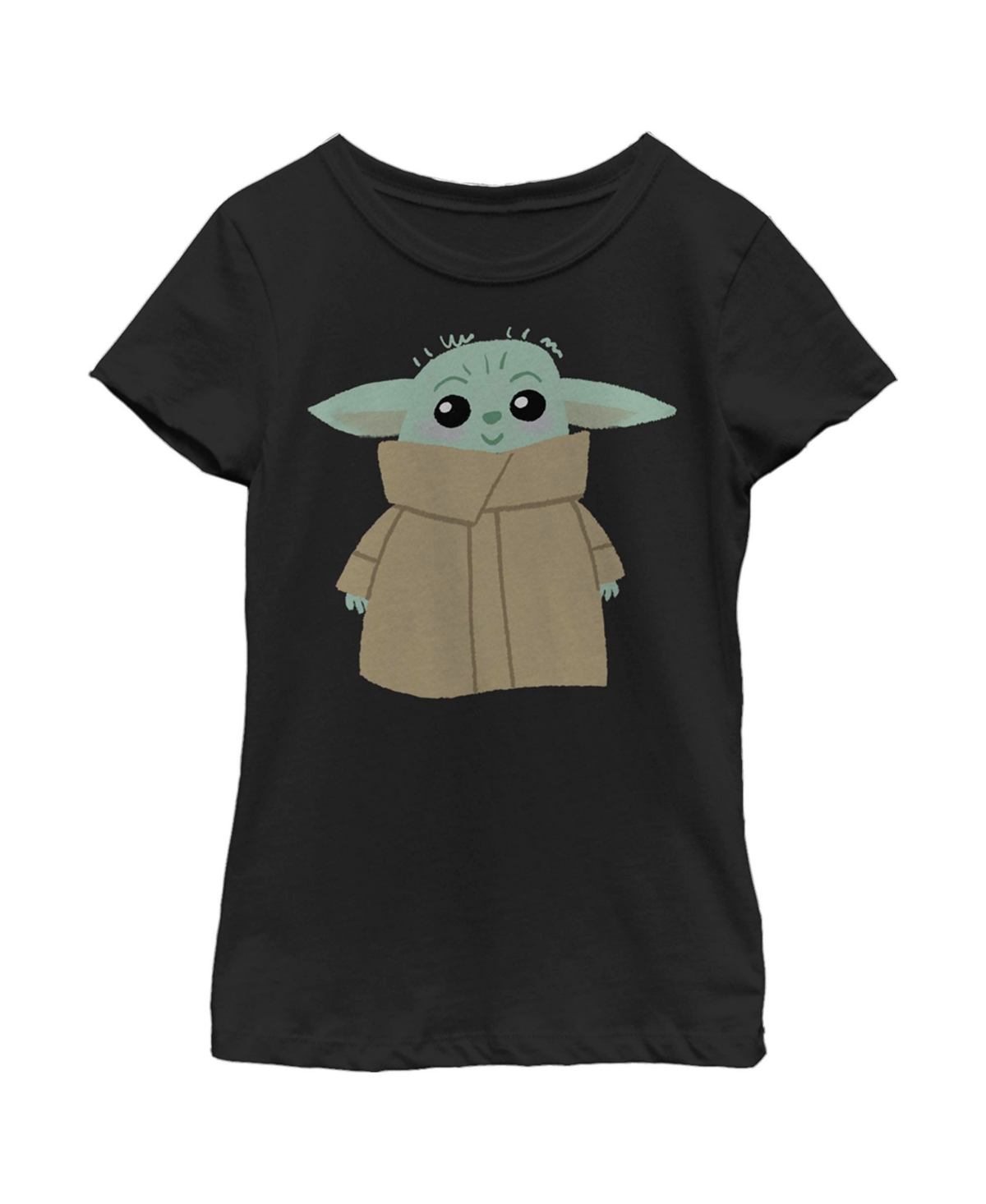 Disney Lucasfilm Girl's Star Wars: The Mandalorian Blushing Animated Grogu Child T-shirt In Black