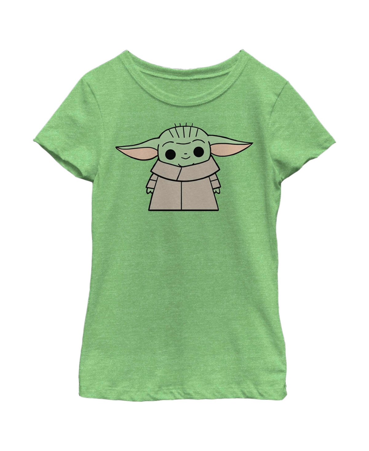 Disney Lucasfilm Girl's Star Wars: The Mandalorian Simple Animated Grogu Child T-shirt In Green Apple