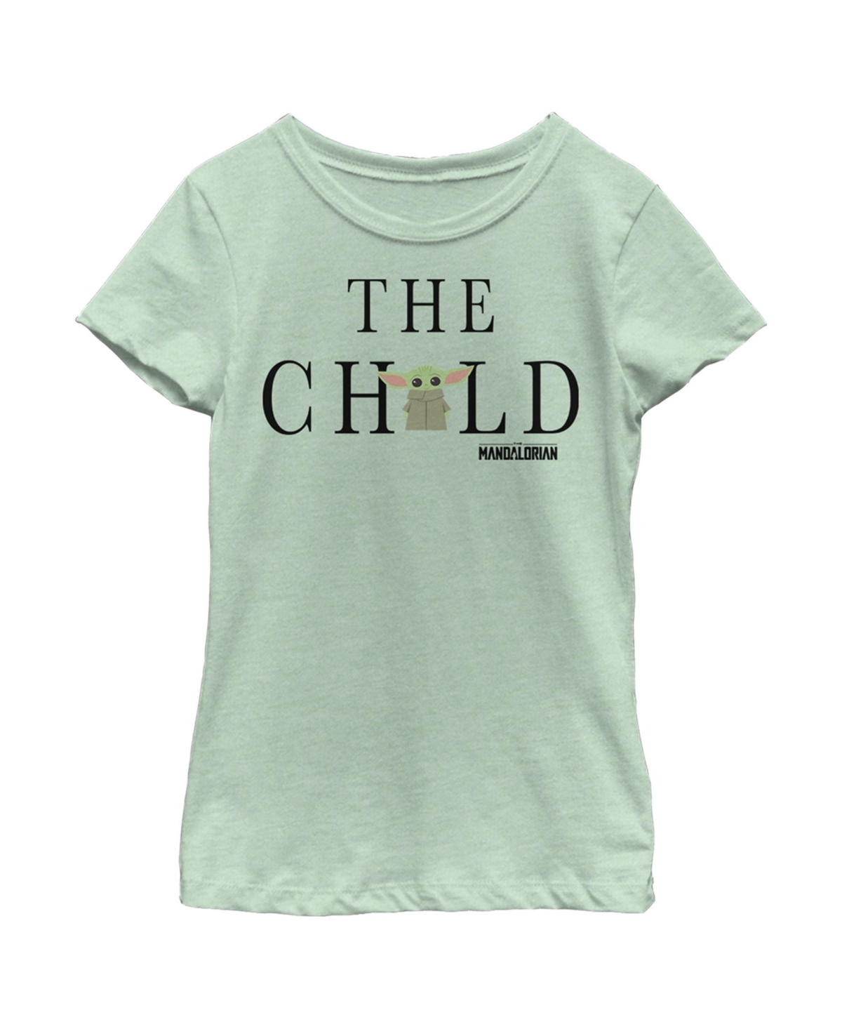 Disney Lucasfilm Girl's Star Wars: The Mandalorian The Child Text Logo Child T-shirt In Mint