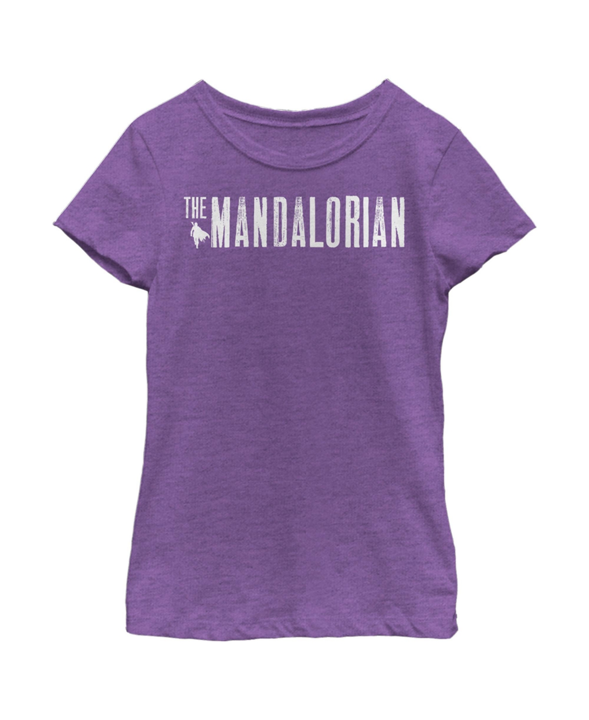 Disney Lucasfilm Girl's Star Wars: The Mandalorian Distressed Title Logo Child T-shirt In Purple Berry
