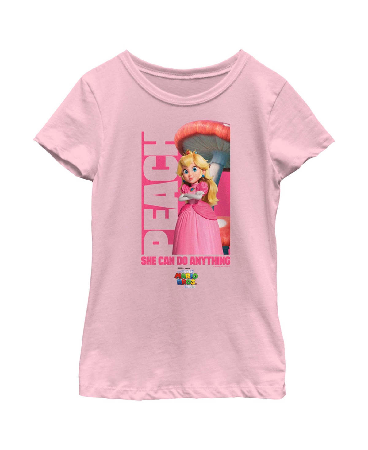 Nintendo Girl's The Super Mario Bros. Movie Peach She Can Do Anything Child T-shirt In Light Pink