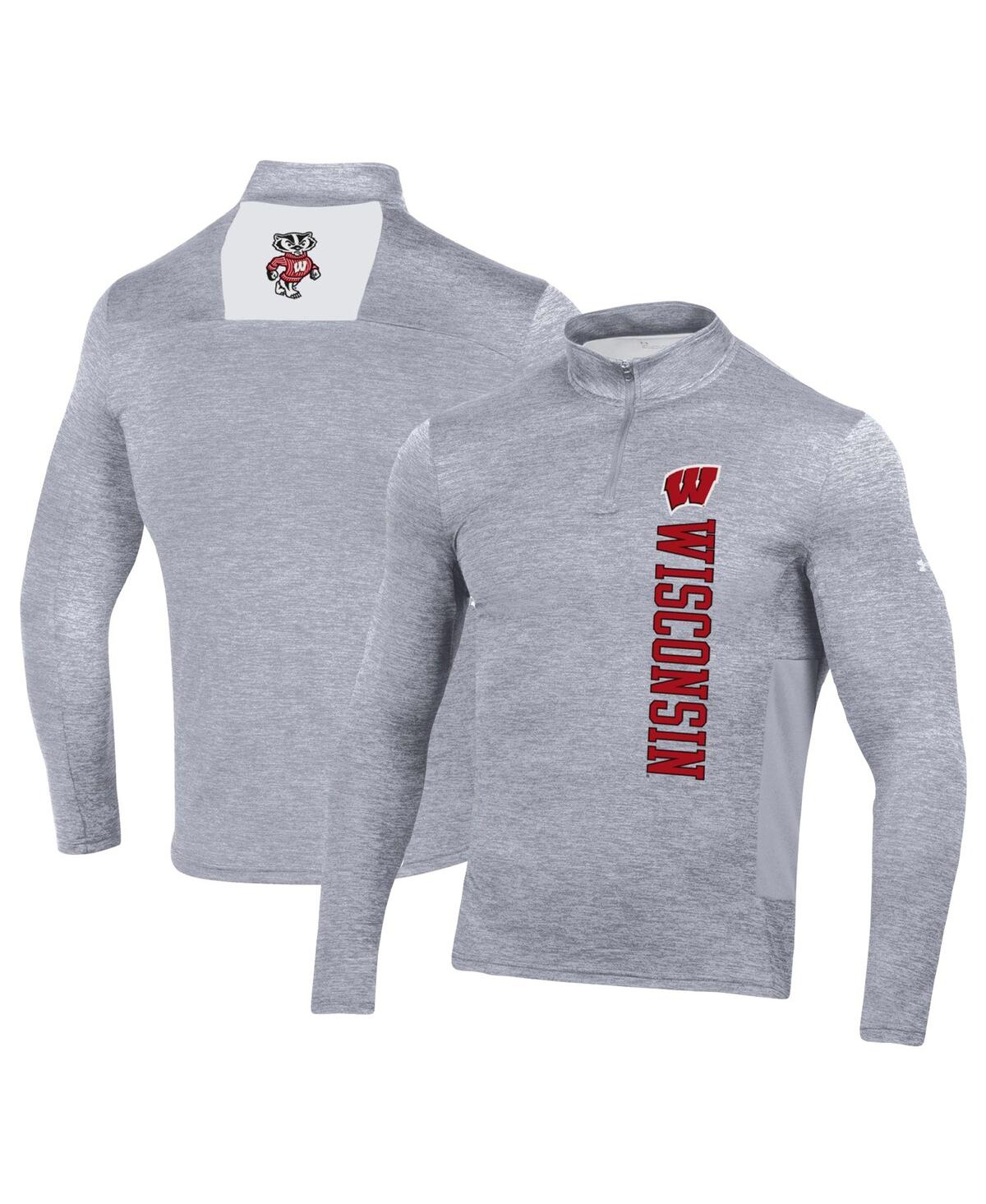 Under Armour Heather Gray Wisconsin Badgers Gameday Twist Quarter-zip Top In Heather Gray