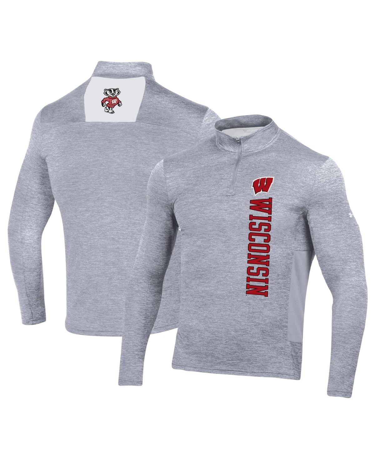 Shop Under Armour Men's  Heather Gray Wisconsin Badgers Gameday Twist Quarter-zip Top