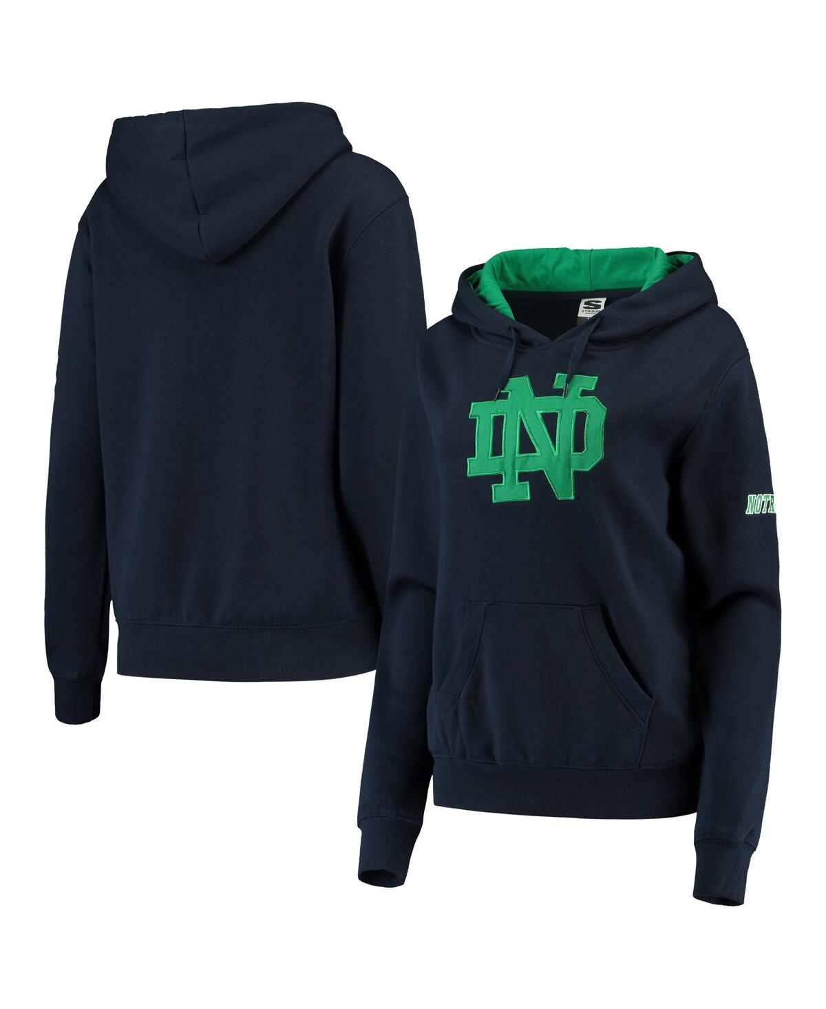 Women's Stadium Athletic Navy Notre Dame Fighting Irish Big Logo Pullover Hoodie - Navy