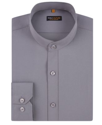 Men's Slim Fit Solid Performance Collarless Button Down Shirt