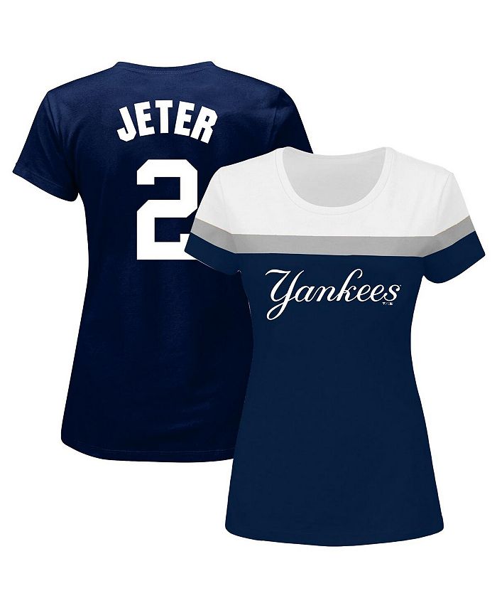 Women's Branded Derek Jeter Navy New York Yankees Plus Size Player Split  Body T-shirt