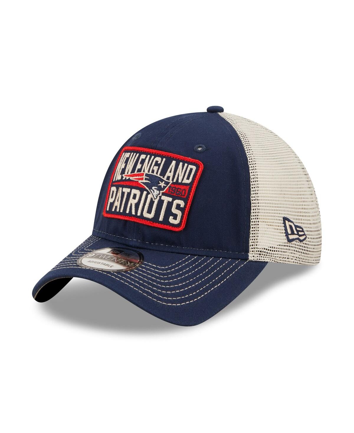 New Era Navy New England Patriots Property Trucker 9twenty Snapback Hat In Navy,natural